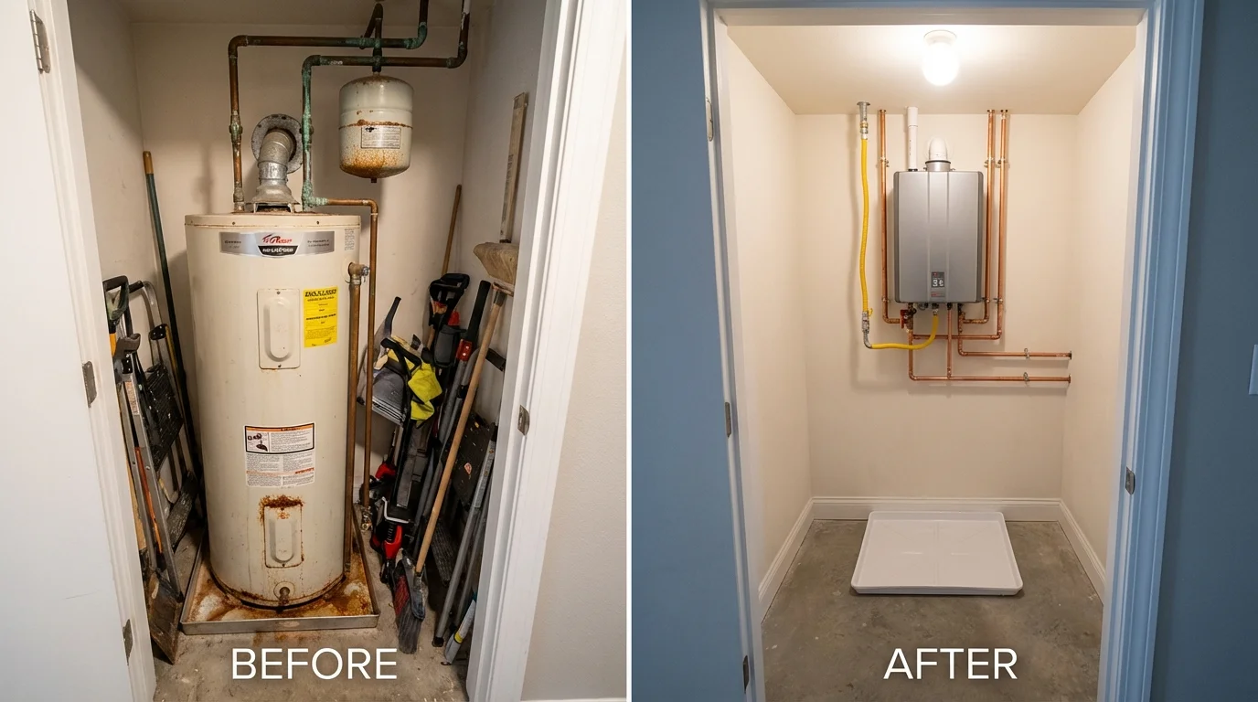 Tank water heater versus wall-mounted tankless unit comparison for Canton, PA homeowners